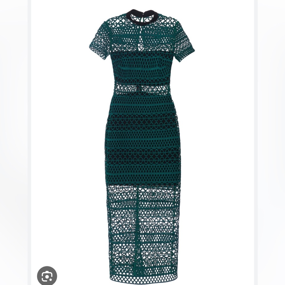 Self Portrait High Neck Lace column midi dress